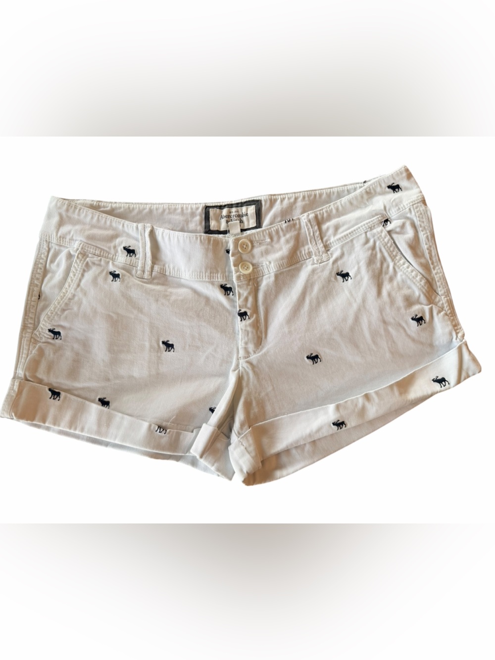 Abercrombie & Fitch White Embroidered Moose Shorts Size 8